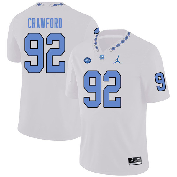 Jordan Brand Men #92 Aaron Crawford North Carolina Tar Heels College Football Jerseys Sale-White